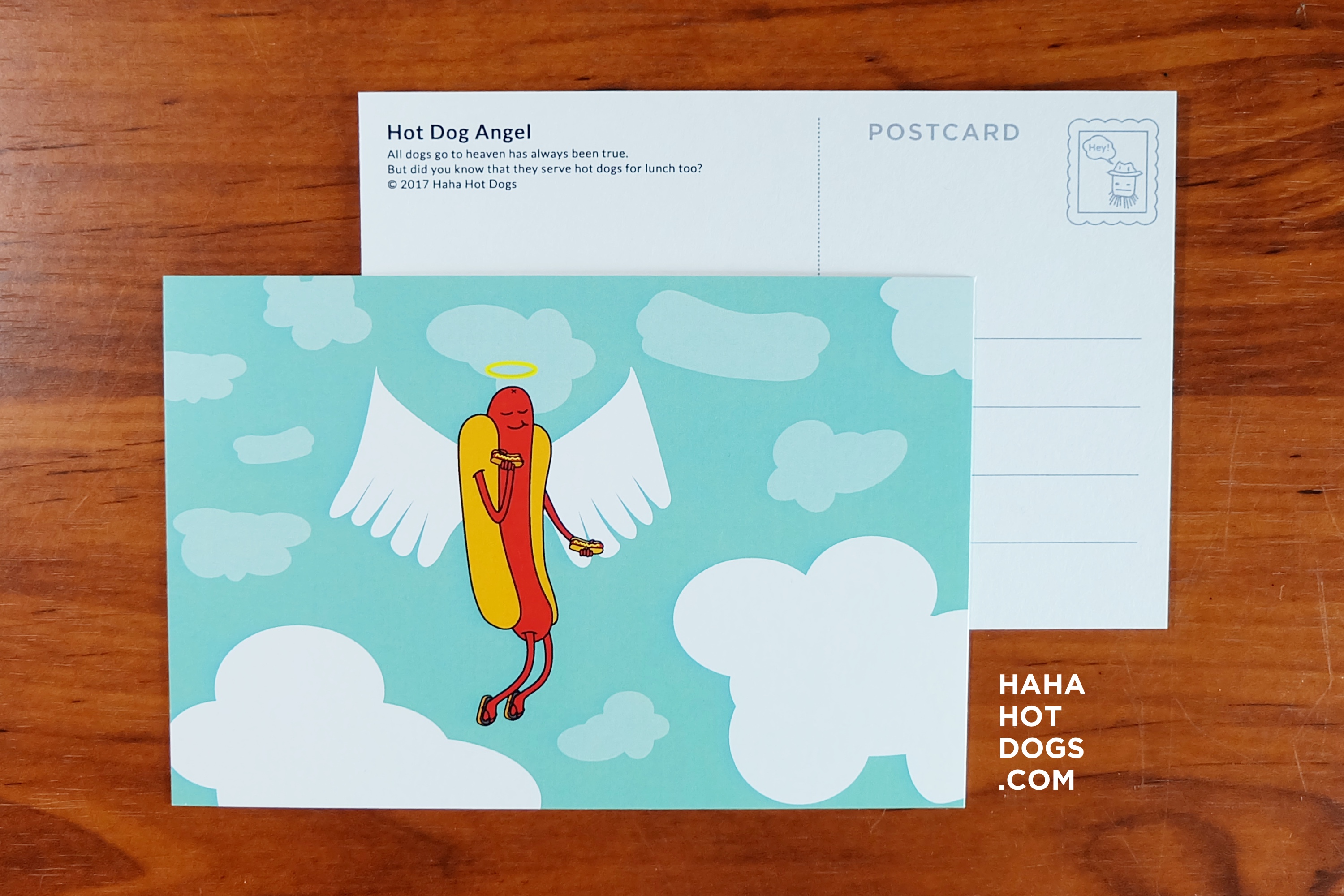 hot dog angel postcard