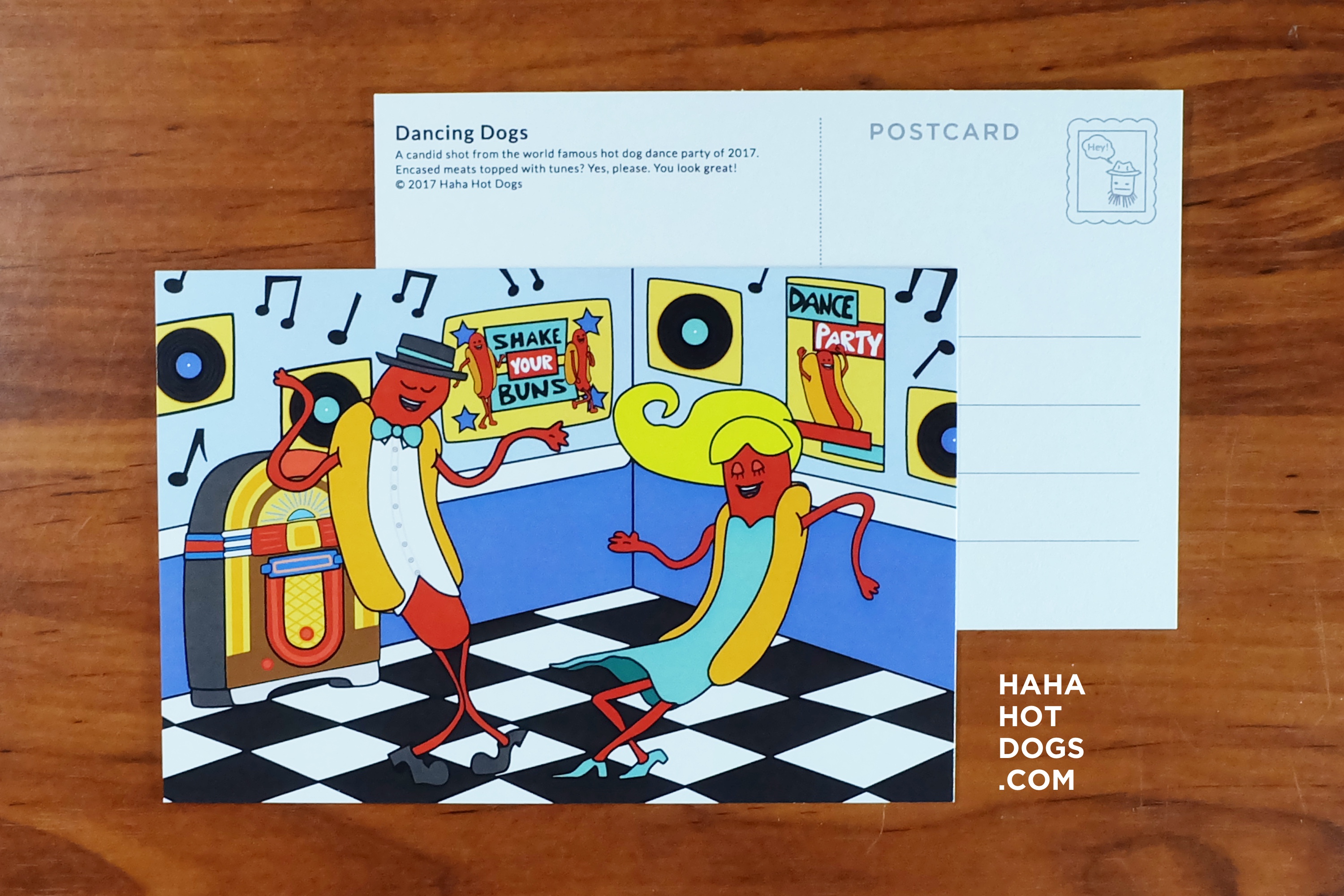 dancing dogs postcard