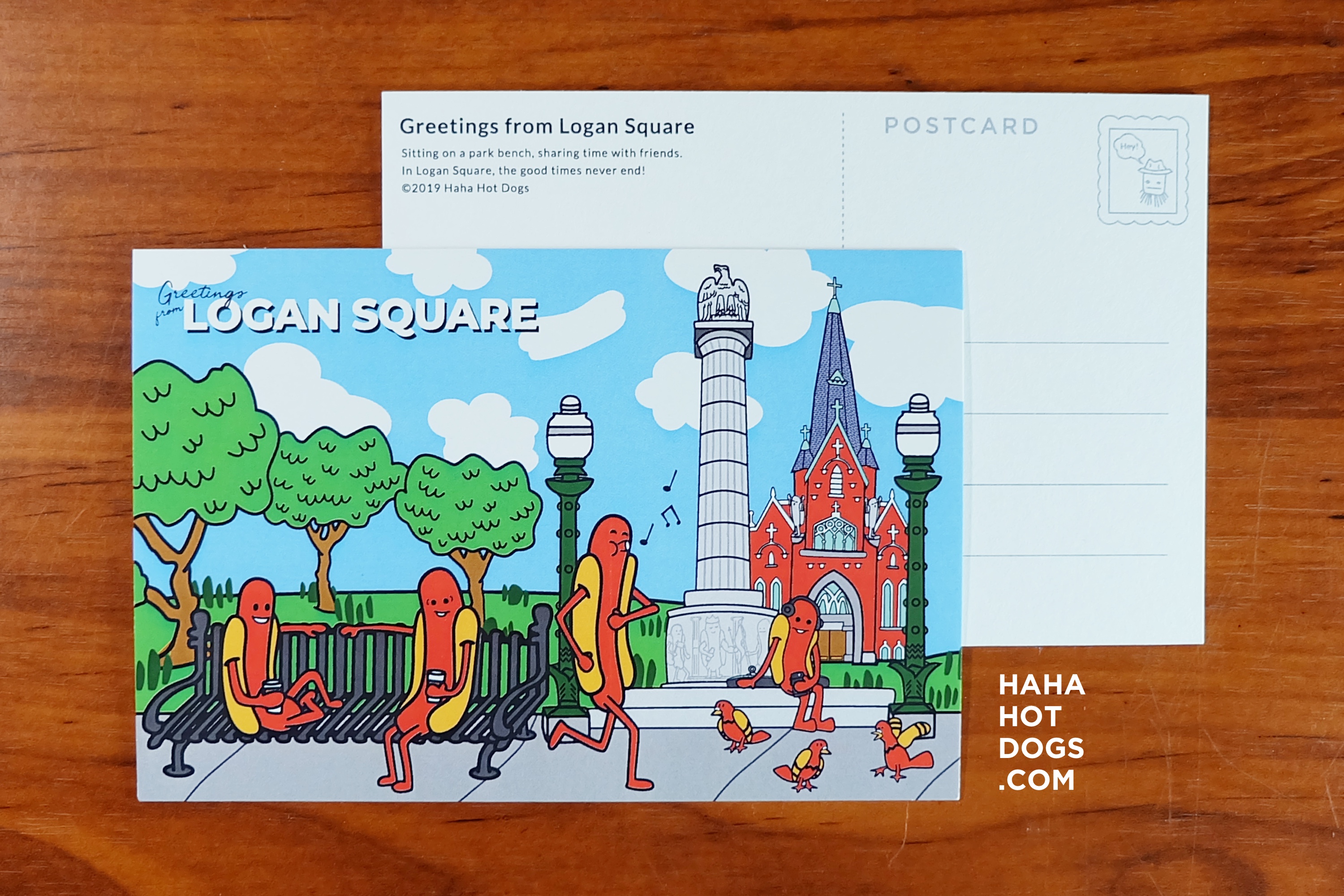 greetings from logan square postcard
